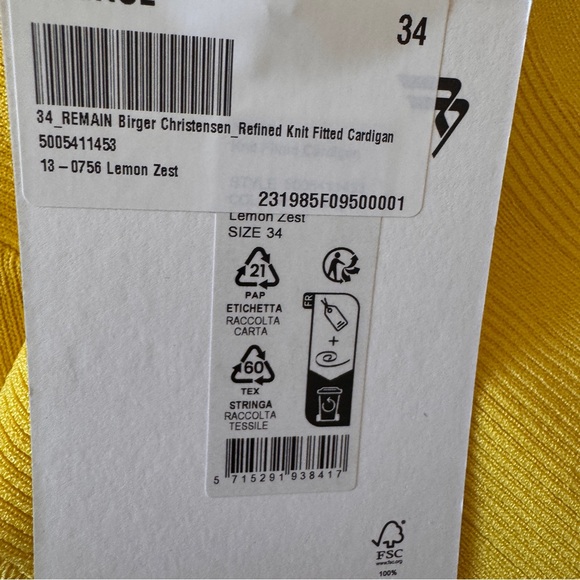 REMAIN Birger Christensen Yellow Ribbed Cardigan - Picture 5 of 10